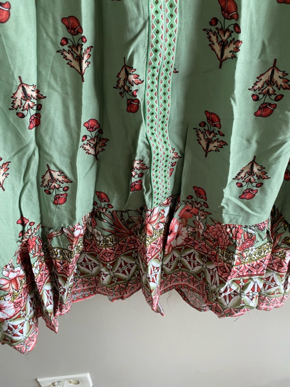 Suzanne Betro Mint Floral V-Neck Boho Tunic - Picture 7 of 11